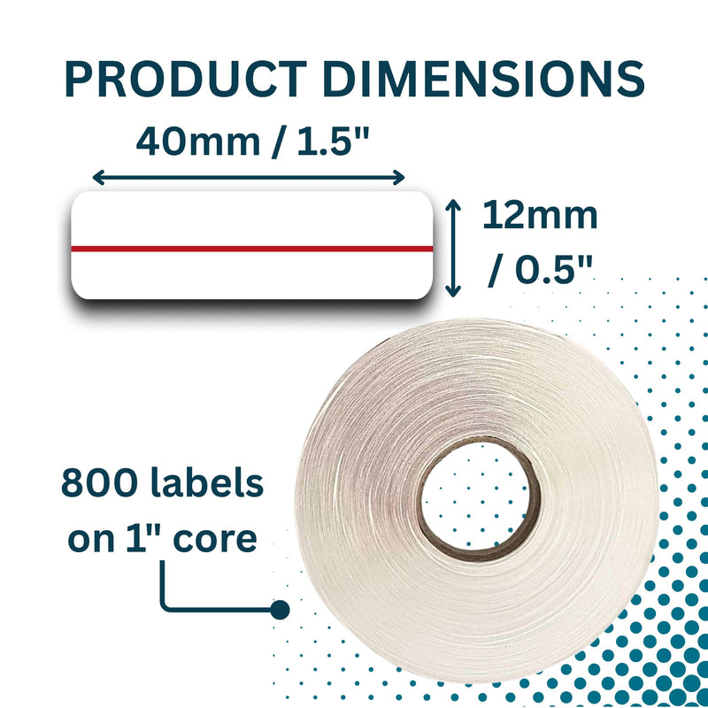 Syringe Dose Line Labels - Clear Poly Stickers with Red Dosage Marker Line - 800/Roll (12mm x 40mm / 0.5" x 1.5") in Dispense Box. Permanent Latex-Free Adhesive - Veterinary, Medical & Pharmacy Use Red Line Only