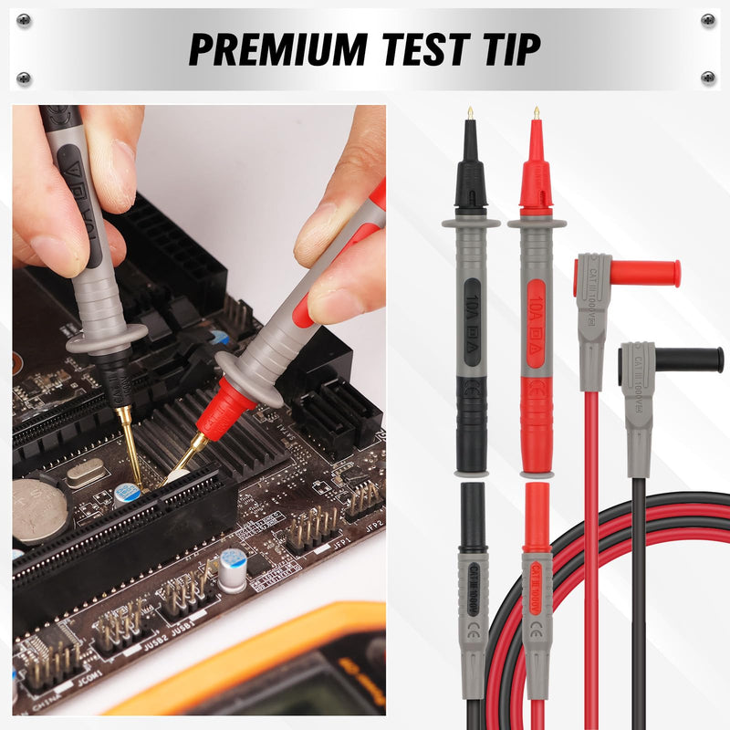 [Australia - AusPower] - SWANLAKE 27-Piece Multimeter Test Leads Set, CAT.III 1000V / CAT.IV 600V Multimeter Probes with Alligator Clips, Needle Probe, Replaceable Probe Accessories, Soft Silicone Volt Meter Lead 