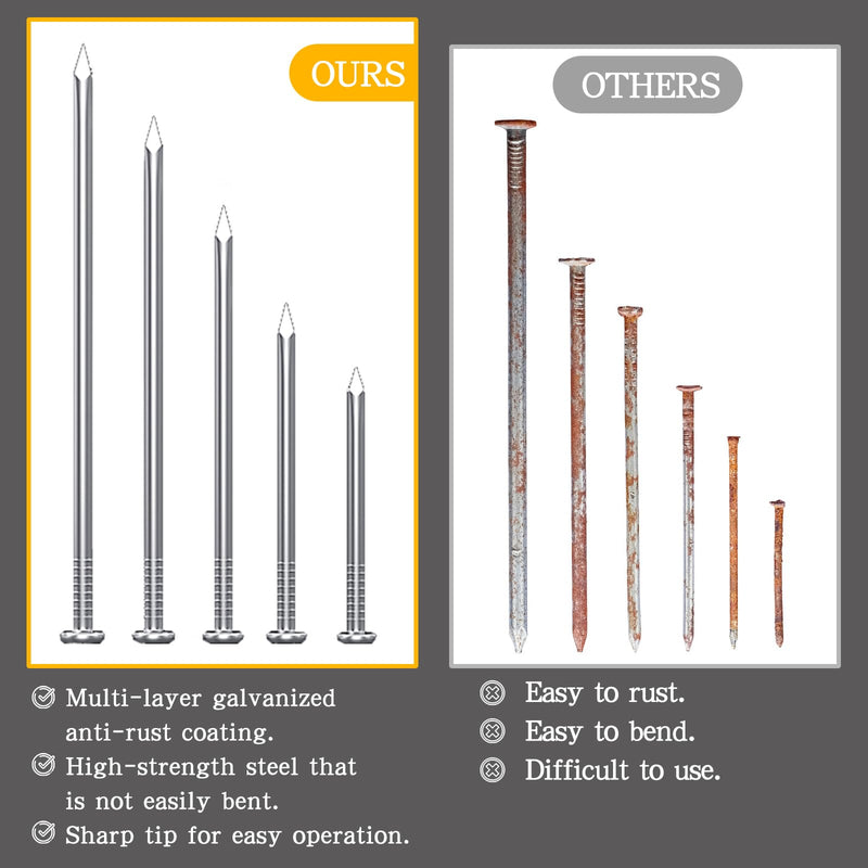 [Australia - AusPower] - 20PCS Hardware Nails, Wood Nails, Long Nails, Galvanized Concrete Wall Nail for Hanging Pictures and Woodworking, Cement Nails Suit for Drywall and Pine 5 In (20 Nails) 