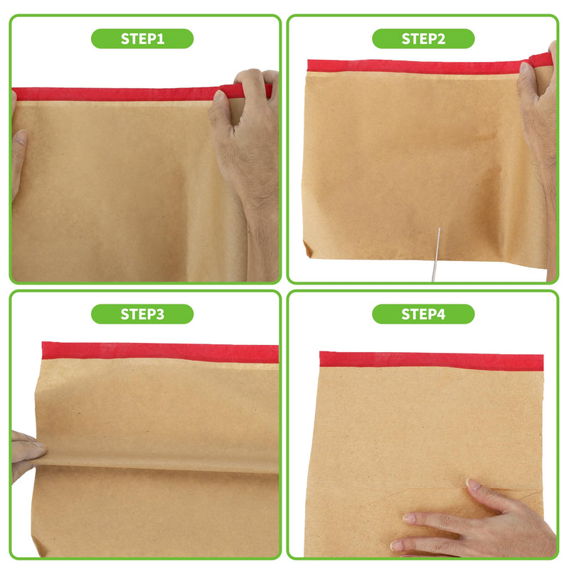 Pre-Taped Masking Paper Automotive Paint Masking Paper Kraft Paper Natural Fiber Material 1 Pc 1500x60cm / 49.21ftx23.62" Brown Red 49.21FT x 23.62"