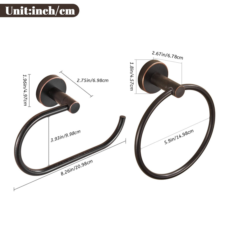 Bronze Toilet Paper Holder Towel Ring,Oil Rubbed Bronze Toilet Roll Holder Hand Towel Holder Bathroom Accessories,Wall Mount Rustic Farmhouse Rustproof Stainless Steel Hardware Set 2PC Oil Rubbed Bronze