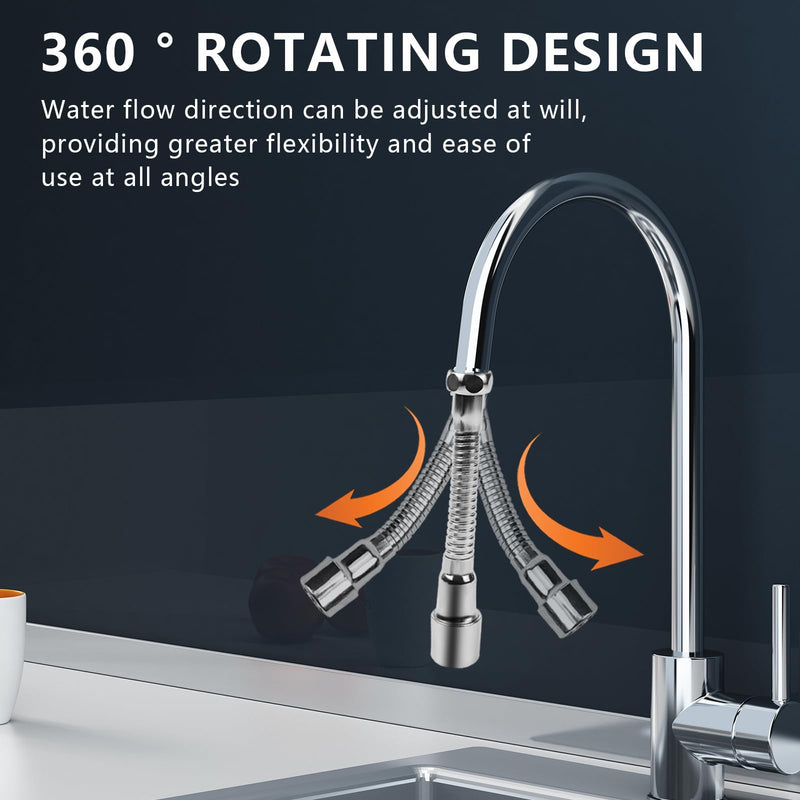 [Australia - AusPower] - VZXZXE Tap Extension 14 cm, 360° Swivel Function, Explosion-proof and Rustproof, Suitable for Bathroom and Kitchen Tap Extensions Silvery 14cm 