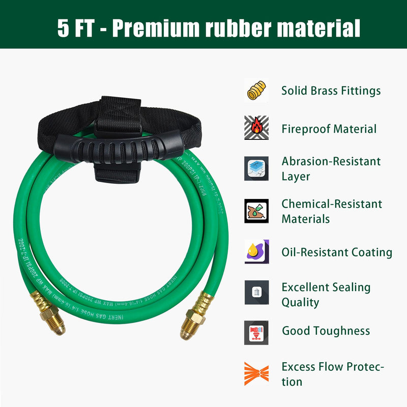 [Australia - AusPower] - 5FT Argon Gas Hose, Inert Gas Welding Hoses for MIG/TIG Welding Regulator (5FT, 6,56FT, 10FT Argon Hose), Argon CO2 Gas Regulator Adapter Hose for MIG/TIG Welder Flowmeter 1/4", 5/8" UNF-18RH 5FT Argon Hose 