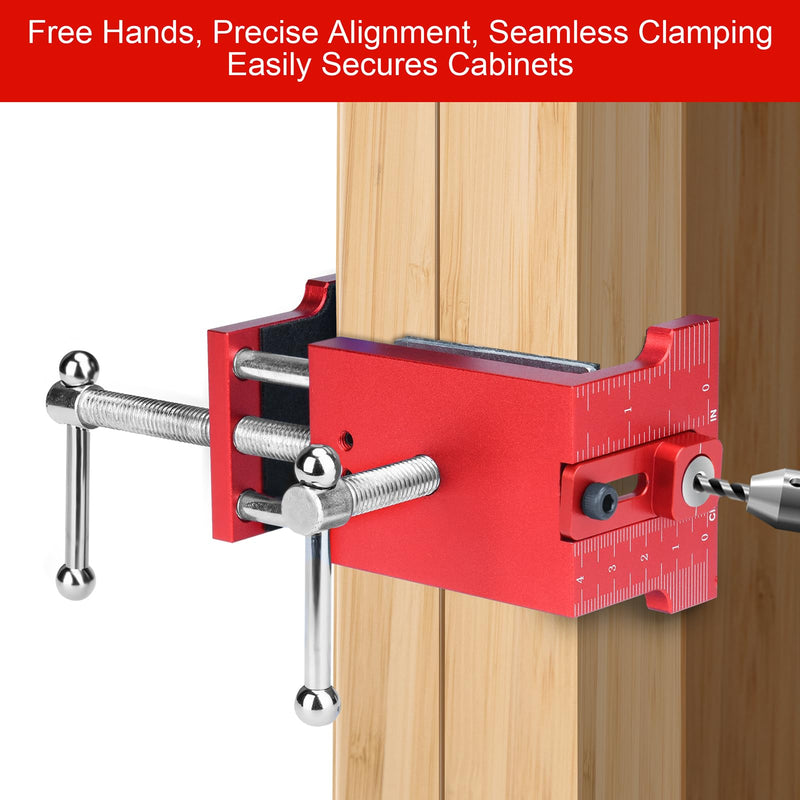 [Australia - AusPower] - 2Pack Comfylichi Cabinet Clamps for Installing Cabinets, Face Frame Clamps & Claw for Cabinet, Essential Cabinet Tools with 3 Sizes Hole Drilling Guide for Precise Alignment & Installation 