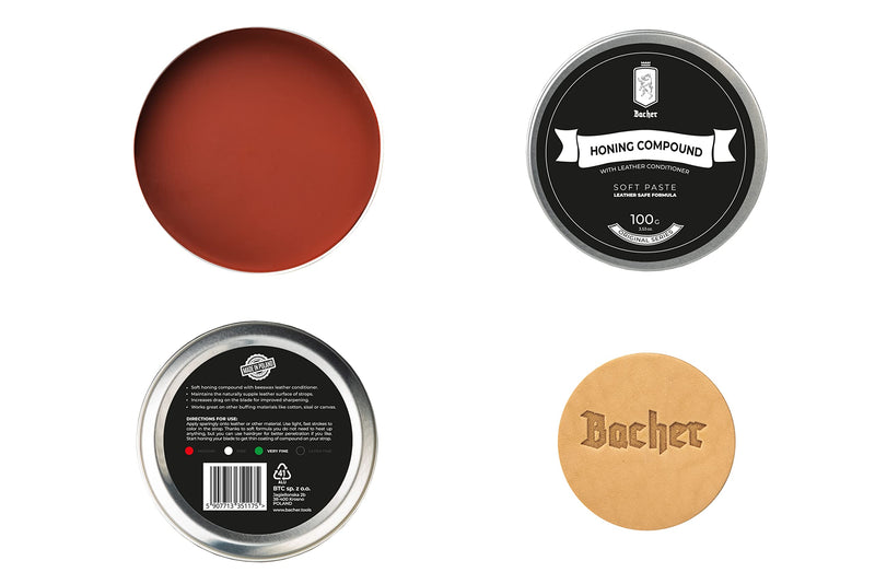 [Australia - AusPower] - Bacher Stripping Paste for Strops and Peeler Leather, Sharpening Paste with Leather Applicator 100 g - Medium 