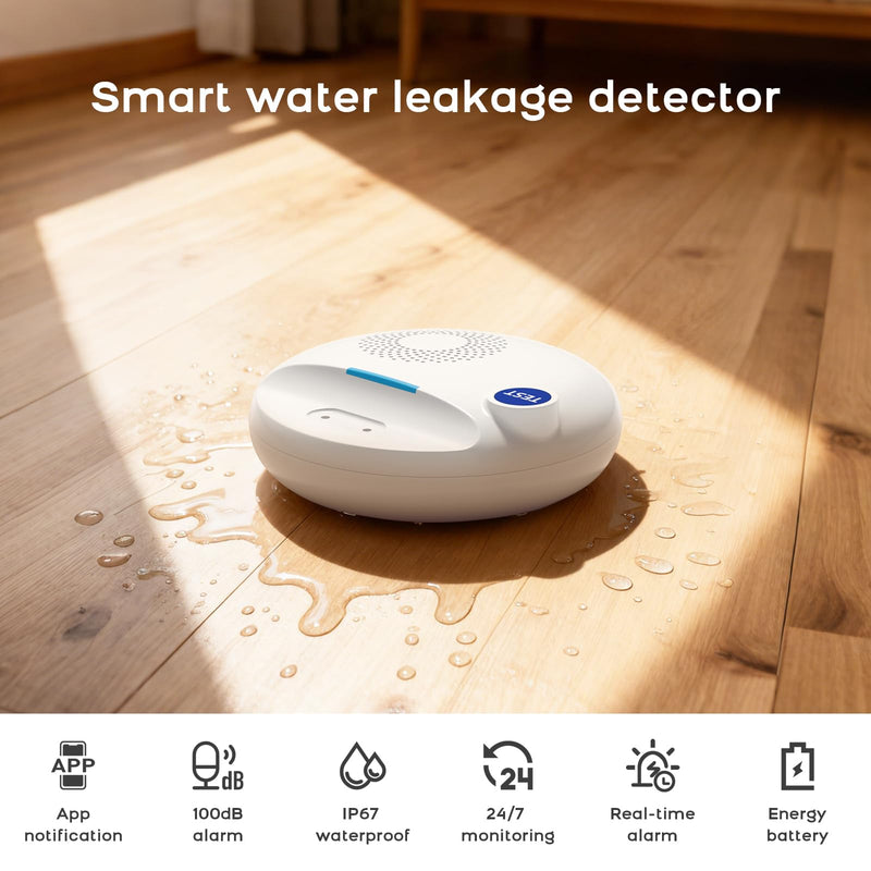 [Australia - AusPower] - PGST WiFi Water Leak Detectors,Wireless Water Leak & Drip with 100dB Adjustable Alarm,for Smart Life Tuya APP Control & Instant Alerts,for Basement, Bathroom,Laundry,Kitchen,Sink,2.4G WiFi Only 