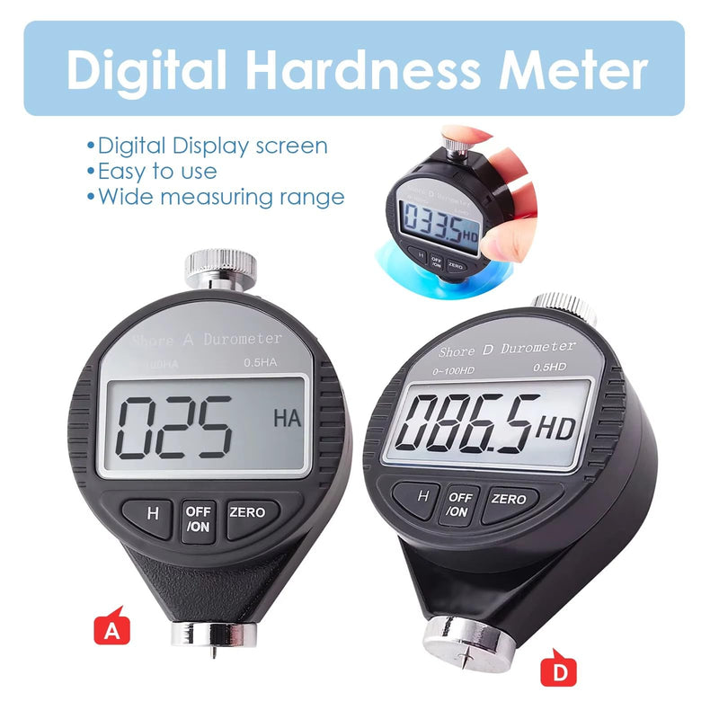 [Australia - AusPower] - Rubber Hardness Tester, Digital Shore A Hardness Tester Precision 0-100HA Measurement for Rubber Tires and Elastic Materials 0.5HA Resolution with Large LCD Display for Tire, Plastic, Leather, Wax 