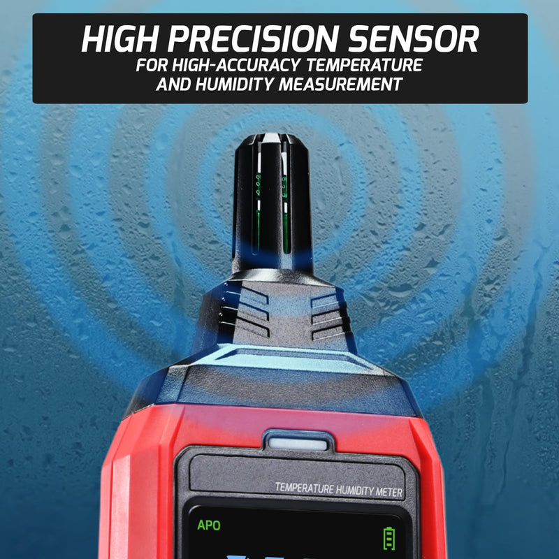 Humidity and Temperature Meter Data Logger Digital Psychrometer HVAC, Wet Bulb Thermometer Record 4000pcs Data and Export, Large LCD Humidity Tester Dew Point Meter with Indicator and Buzzer Alarm