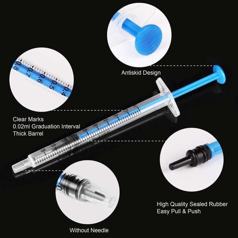 [Australia - AusPower] - 60 Pack 1ml Plastic Syringes Separate Sterile Packaging Syringe Without Needle with Caps,Suitable for Scientific Labs Measurement, Measuring, Dispensing, Watering, Refilling (60 Pack 1ml) A- 1ml-60Pack 