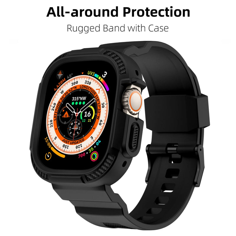 [Australia - AusPower] - All-Around Compatible with Apple Watch Ultra 2/1 49mm Case with Band - Black 