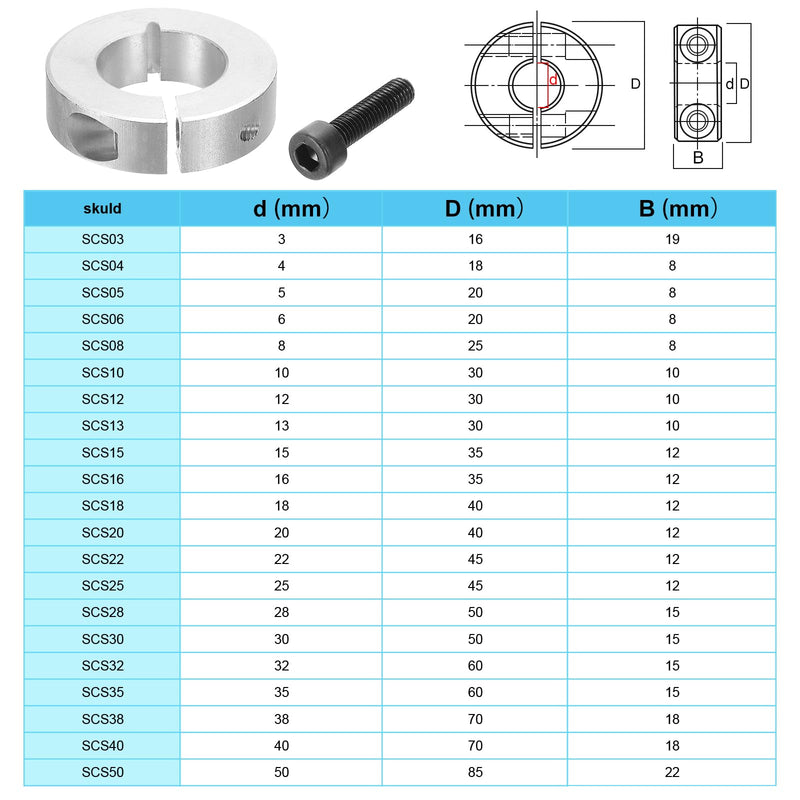 [Australia - AusPower] - PATIKIL Bore 10mm Double Split Shaft Collar 30mm OD 10mm Thickness, 4 Pack Aluminum Alloy Locking Collar Clamp Style with Set Screw for Machine Tools Industry, Silver 10mm/3/8inch 