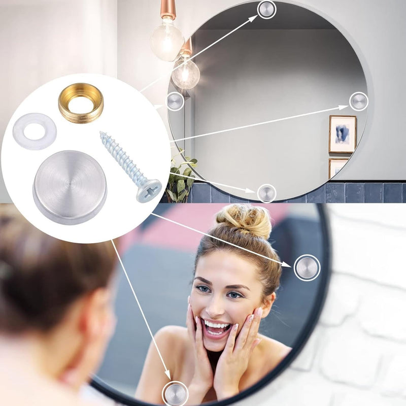 [Australia - AusPower] - 20 Pieces Stainless Steel Screw Cover Cap - 16mm Mirror Nails for Furniture, Mirrors, Signage, and Advertising Hardware 