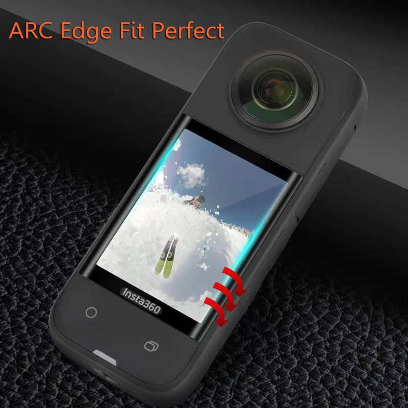 [Australia - AusPower] - Sticky Lens Guard Set Silicone Case Screen Protector for Insta360 X3 X 3 Accessories Kit Anti-scratch Tempered Glass Protective Film Soft Bag Sleeve Cover 