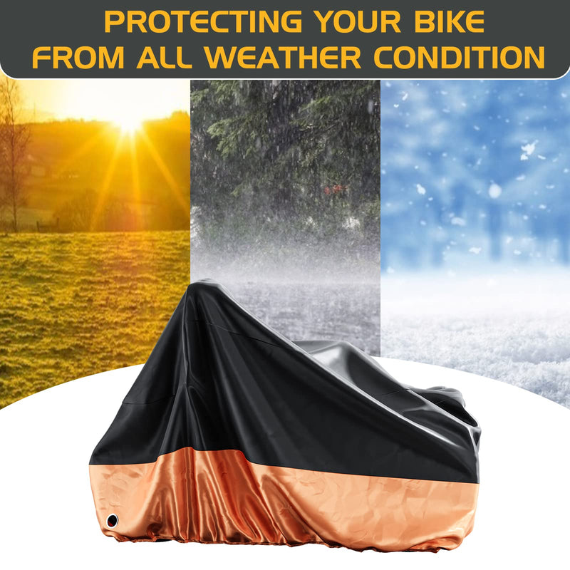 [Australia - AusPower] - MOONCOOL Adult Tricycle Cover Trike Cover, 3 Wheeled Bicycle Bike Cover for Outdoor Storage Waterproof, Dust Wind Proof for Bikes 75"L Black & Orange 