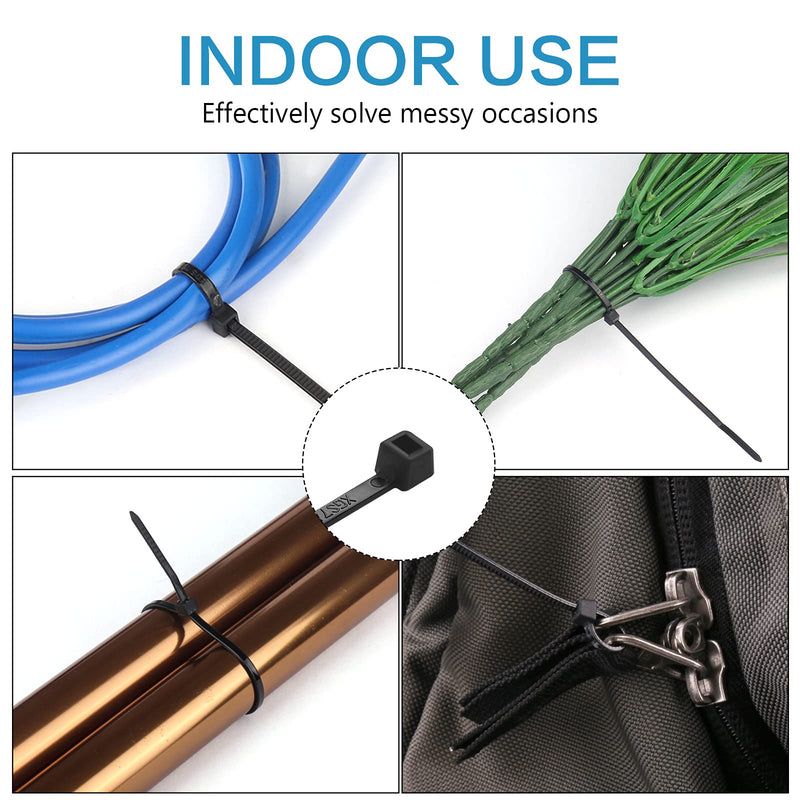[Australia - AusPower] - 1000 Pcs Zip Ties, 6 Inch Self-Locking Nylon Cable Ties, Premium Heavy Duty Plastic Wire Ties Wraps for Indoor and Outdoor (Black) 6" Black 