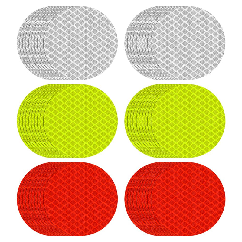 GSHLLO 60 Pcs Round Safety Reflective Stickers Night High Visibility Stickers Warning Reflective Tape Decals Waterproof Bicycle Reflector Stickers Bike Helmet Reflector Decals for Car Vehicle