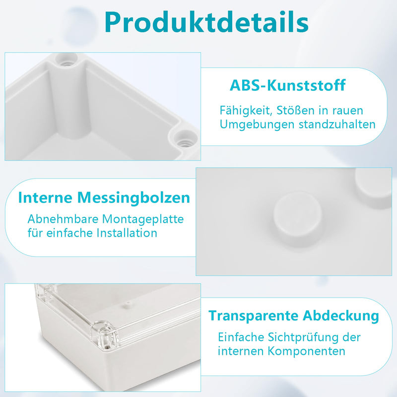 100 x 68 x 50 mm Waterproof IP65 Empty Enclosure, Pack of 3 Electronic Enclosure Box, Plastic Housing with Transparent Cover, Universal Project Housing, Junction Box 100X68X50-3PACK