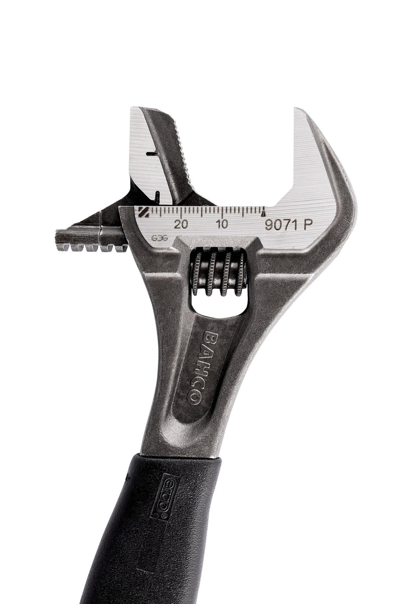 Bahco BAH9073RPUS 12" SAE Ergo Combination Industrial Black Finish Adjustable/Pipe Wrench, Reversible Jaw for Dual Functionality, Aggressive Angled Teeth, Thermoplastic Handle, and Slim Tapered Jaws 12-Inch