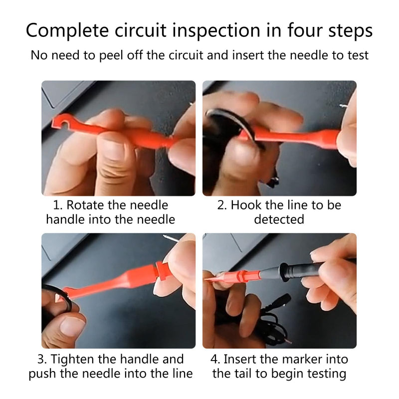 [Australia - AusPower] - Auto Repair Multimeter Test Lead Puncture Probe Wire Piercing Test Clips Tool Car Testing Tools 4mm Banana Plug Multimeter Tool, Red 