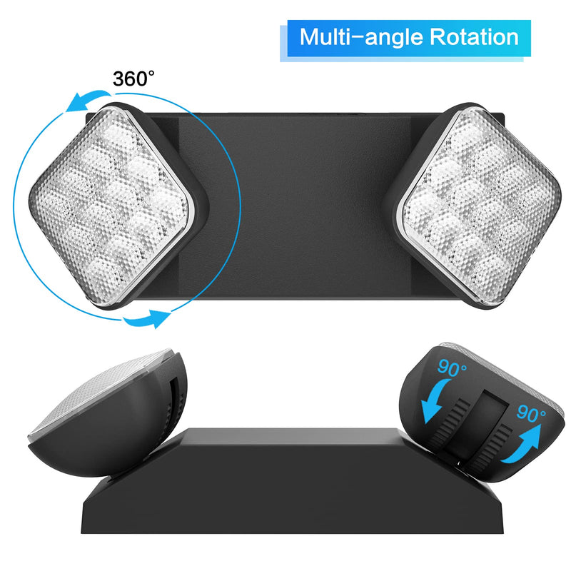 1 Pack Black Led Exit Sign with Emergency Lights &Battery Backup -Adjustable Hardwired 2 LED Head-UL Certified-120-277VAC/Commercial Emergency Lights Fixtures for Home/Business. 1 Pack