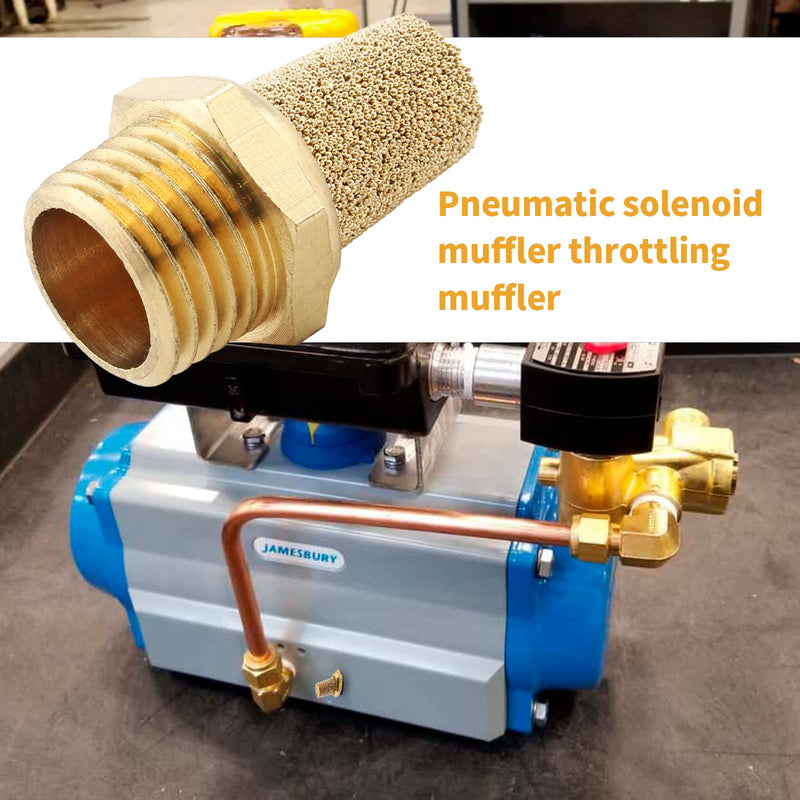 [Australia - AusPower] - 12 Pcs Air Pneumatic Mufflers Silencer, Brass Pneumatic Exhaust Muffler, 1/4 NPT Male Air Silencer Fitting Pointed 