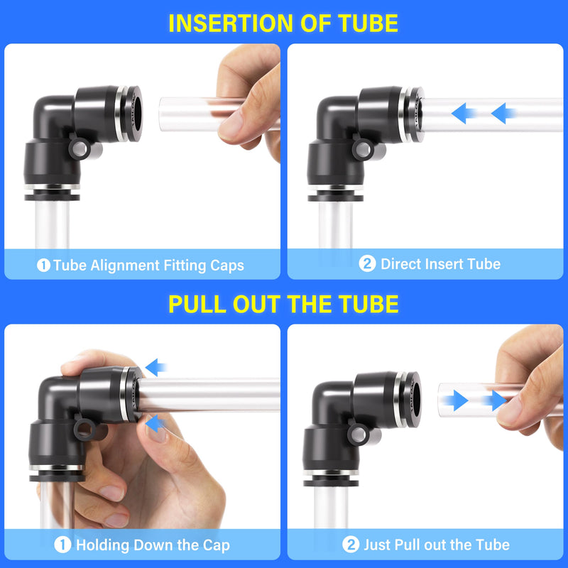 [Australia - AusPower] - TAILONZ PNEUMATIC Black Elbow 1/2 inch Tube OD 90 Push to Connect Tube Fittings Push Lock PV-1/2 (Pack of 10) 1/2"OD 