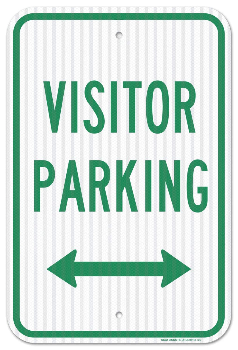 Visitor Parking Sign, No Parking Sign, 12x18 Inches, 3M EGP Reflective .063 Aluminum, Fade Resistant, Made in USA 12x18 Reflective