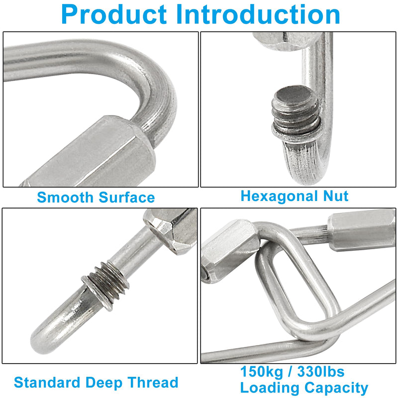 [Australia - AusPower] - 6Pcs Delta Quick Links 1/8 Inch 316 Stainless Steel Triangle Locking Quick Connector, M3.5 Quick Link Chain Heavy Duty Durable Chain Connector - 330lbs Capacity M3.5, 6Pcs 