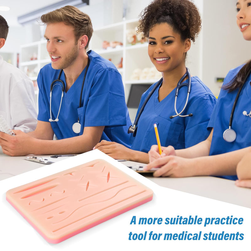 [Australia - AusPower] - Suture Practice Pad Three-Layer Silicone Skin Kit, Upgraded 17 pre-Cut Wounds, Suture Pad for Medical and Veterinary Students Training 