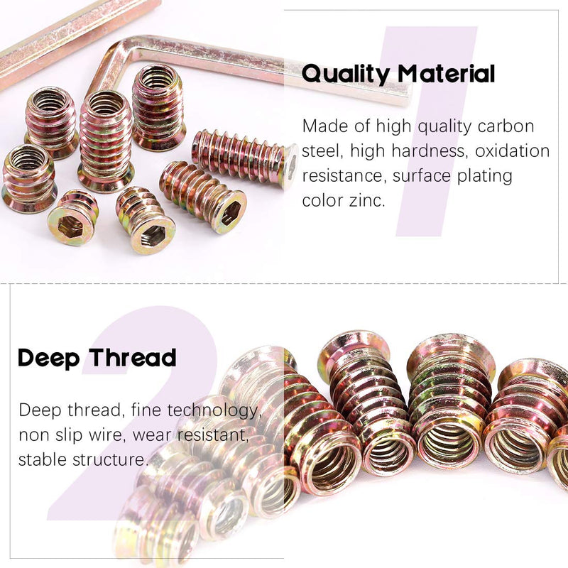 [Australia - AusPower] - Swpeet 263Pcs Inserts Bolt and Barrel Nuts Kit, Include 122 Carbon Steel Screw in Nut 141Pcs 14 Sizes Black Socket Cap Bolts 