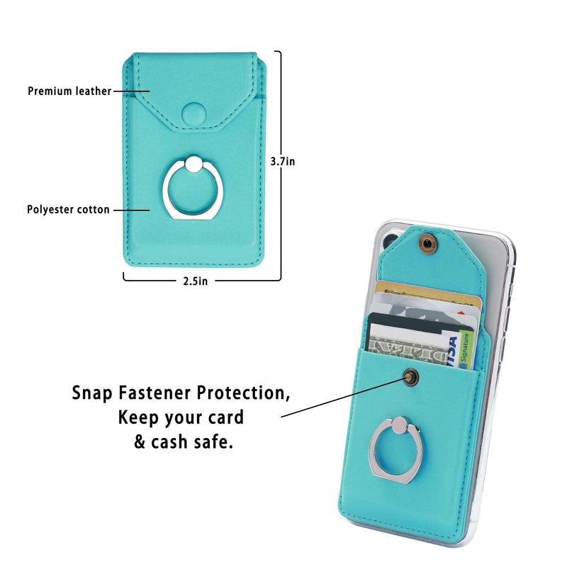 [Australia - AusPower] - Cell Phone RFID Ring Stand Stick on Wallet for Back of Phone for iPhone Android and All Smartphones Adhesive Credit Card Holder for Cell Phone-Green Green 