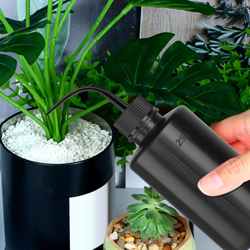 [Australia - AusPower] - Wash Bottle 2pcs 250ml/8oz Safety Bottles Watering Tools, Economy Plastic Squeeze Washing Cleaning Bottle with Narrow Mouth Scale Labels for Medical Succulent Irrigation Wash Plant Bottle (Black) Black 