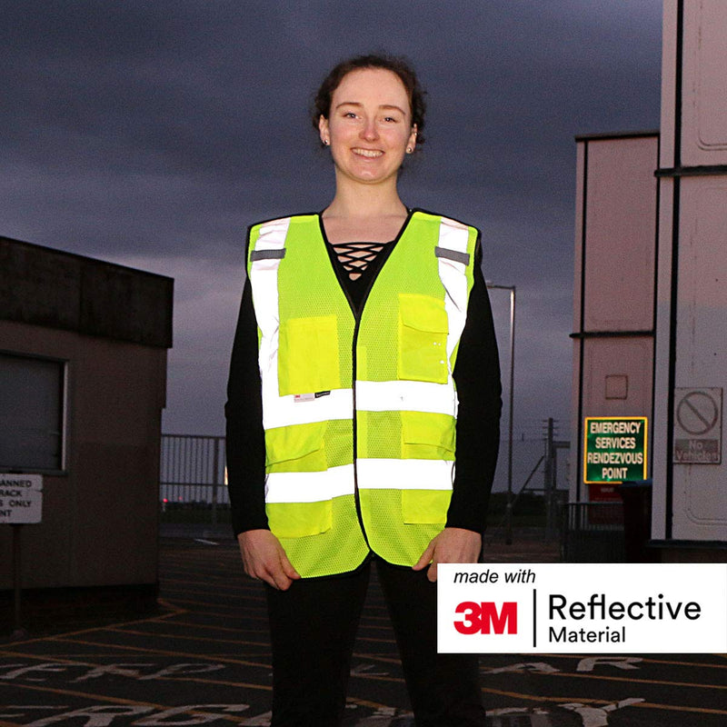 Salzmann Breakaway Mesh Reflective Vest | Multi Pocket High Vis | Available in 3 Styles & 5 Sizes | 5-Point Breakaway Design made with 3M Reflective Material Small-Medium Yellow