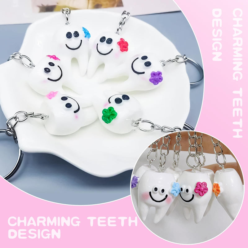 [Australia - AusPower] - 18 Pack Tooth-Shaped Resin Keychains, Dental Key Rings Handbag Pendants Gifts for Dentist, Dental Patients, Birthday Graduation Gifts for New Dentists, Basket Stuffers Party Favors 