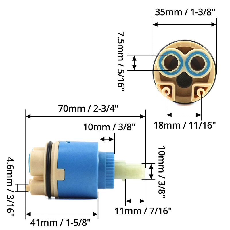 [Australia - AusPower] - QWORK Tap Cartridge, Ceramic Tap Cartridge for Kitchen Taps, Mixer Taps, with Cartridge Base, 35 mm 35 mm mit Kartuschenboden 