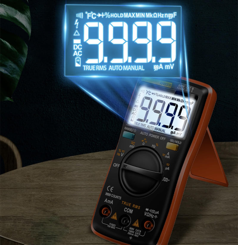 [Australia - AusPower] - AN8008 Digital Multimeter, Auto Ranging AC DC Voltage Tester, Volt Ohm Amp Meter, Continuity Diode Resistance Capacitance Tester, True-RMS, 9999 Counts 