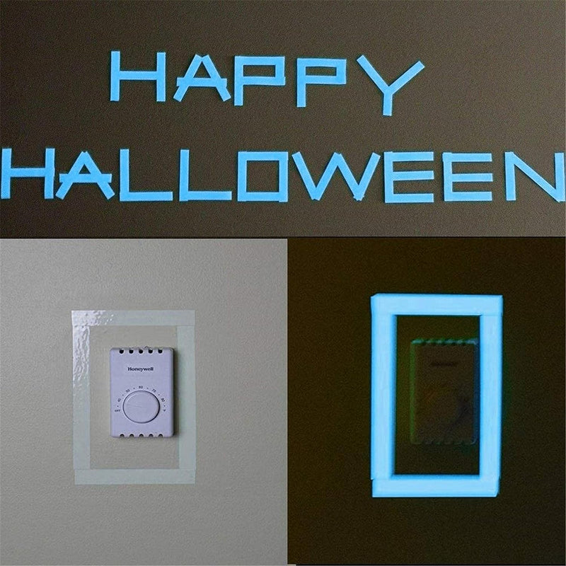 3Pcs Blue Glow in The Dark Tape,Safety Signs and Signals Glow in The Dark Tape,9.8 inch Fluorescent Spike Sticker, Self-Adhesive Luminous Tapes Safety Warning Tapes,Blue Tape
