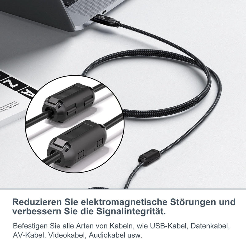Ferrite Cores for Cables, 3.5 mm, 5 mm, 7 mm Inner Diameter, Pack of 30 | Clip-on Ferrite Core, EMI Noise Reducer Cable Clip for USB Cable Audio and Video Cable Power Cable