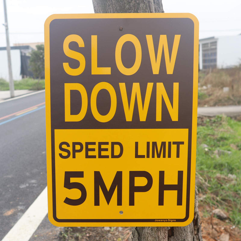Slow Down Speed Limit 5 MPH Sign,Traffic Sign,17 x 12 inches,Reflective Aluminum,UV Protected,Weather Resistant,Waterproof,Durable Ink,Outdoor Use,Easy to Mount(2 Pack) SLD5/2pcs
