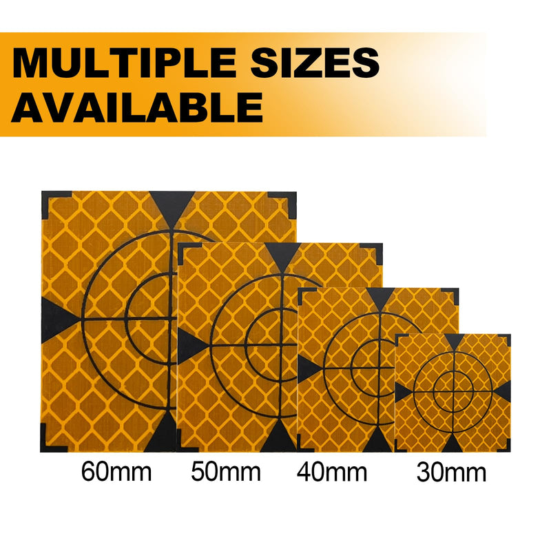 40X40MM 100PCS Reflective Sheet for Total Stations Paste Up Reflector, Survey Target Mark with Black Triangle Reflector Targets for Total Stations,Yellow 40x40mm