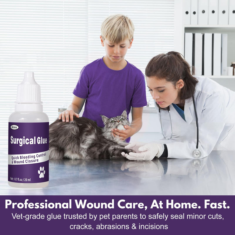 [Australia - AusPower] - Quick-Setting Animal Surgical Glue 20ml – Fast Bleeding Control & Wound Closure for Pets | Strong & Flexible Veterinary Adhesive – Relieves Pain from Cuts, Scrapes & Lacerations 