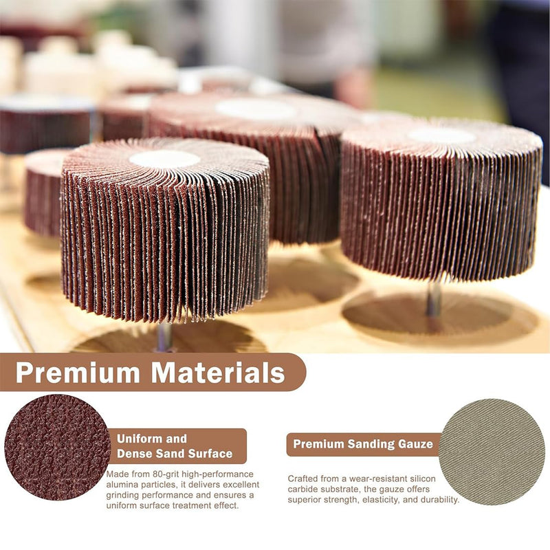 [Australia - AusPower] - Pack of 15 Flap Grinder Lamellar Grinder for Drill, Grit Grinding Attachment for Cordless Screwdriver, Sharpening Stone Ball Head Sander with 3 x 3 mm Connecting Rod, for Rust Removal, Polished 