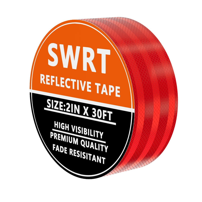 SWRT Reflective Tape 2 Inch x 30 Feet DOT-C2 Red and White and Blue Reflective Tape Outdoor Waterproof Strong Adhesive Safety Warning Tape