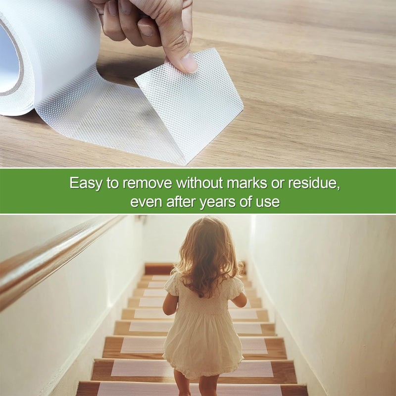 LLPT Grip Tape 4" x 16.5 Ft Clear Heavy Duty Anti Slip Tape for House Stairs Ladders Waterproof Indoor Non Slip Traction Strips for Bathroom Floor Steps Staircase Tread (ASC450PEVA)