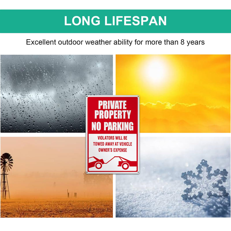 Outus 6 Pcs No Parking Sign, 18 x 12 Inches Reflective Private Property Sign Violators Will Be Towed, Rust Free Aluminum, UV Protected, Weather Resistant, Waterproof, Durable Ink, Easy to Mount