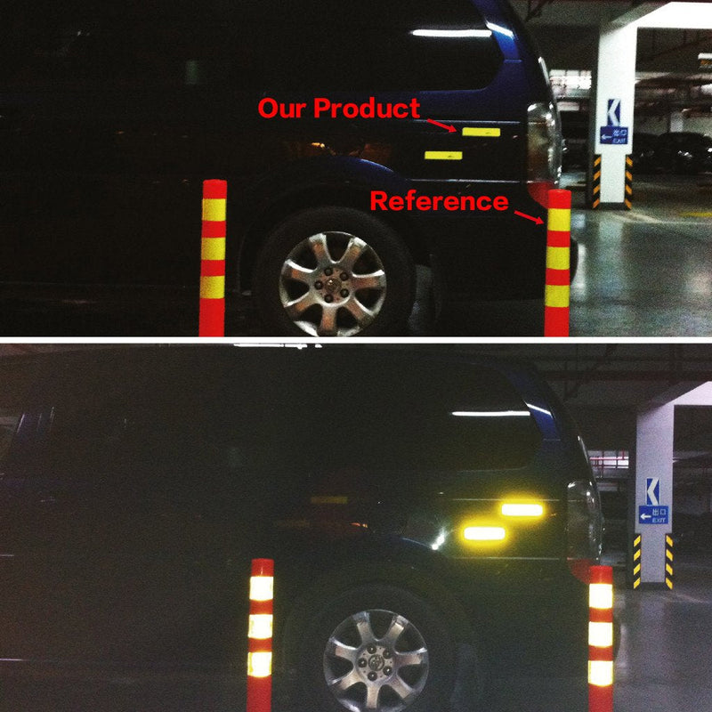 Salzmann Reflective Diamond Grade Sticker | Waterproof, All-Weather Reflective Stickers | Made with 3M Diamond Grade | Ideal for Cars, mailboxes, Garage Doors, etc. | Pack of 4 Orange