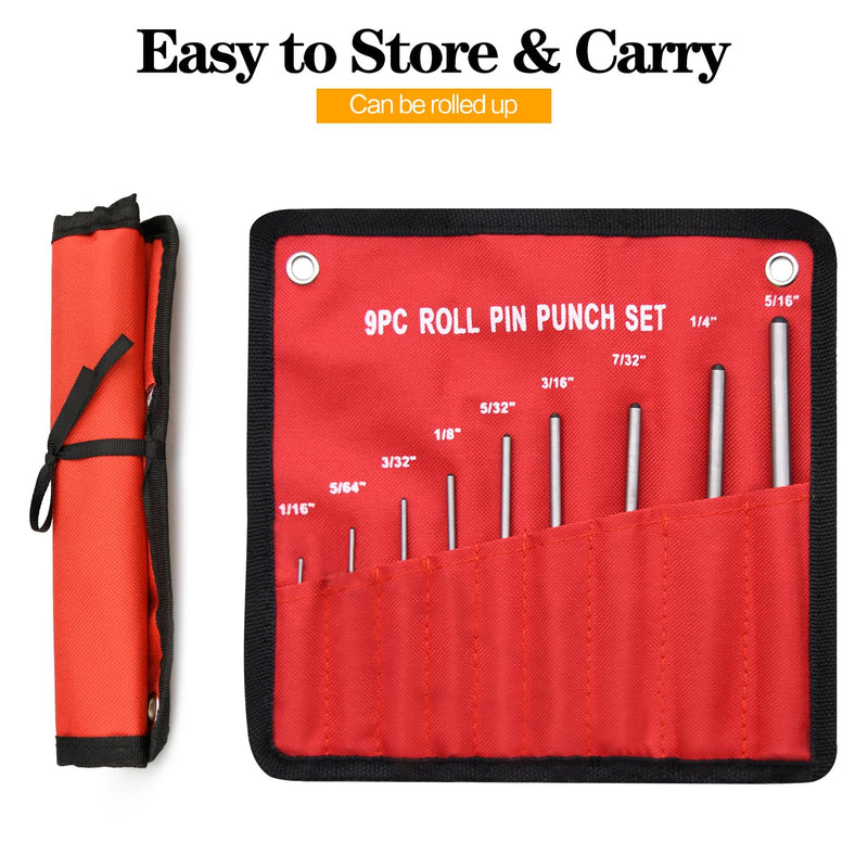 [Australia - AusPower] - Pin Punch Set, 9pcs 1/16" - 5/16" Removing Repair Tools with Storage Pouch, Great for Automotive, Watch Repair, Jewelry and Craft(9pcs Pin Punch) 9pcs Pin Punches 