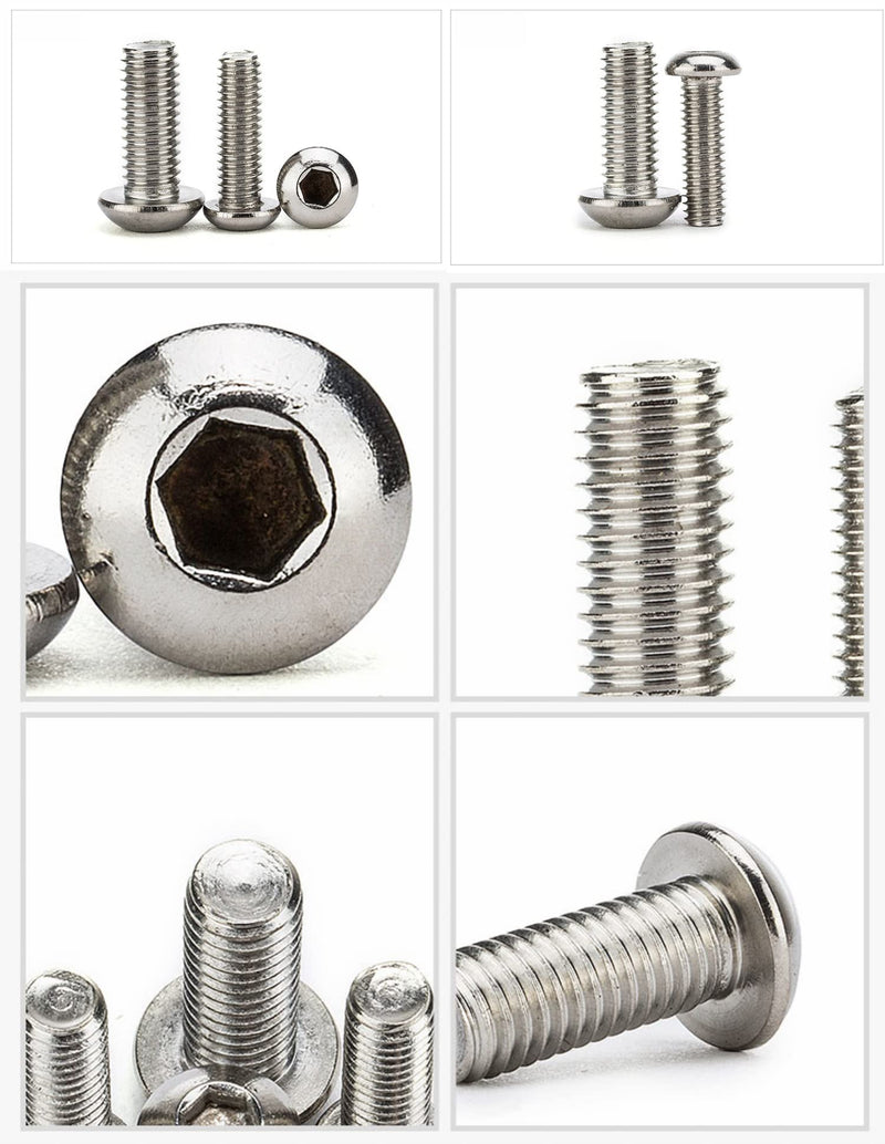 480Pcs #2-56#4-40#6-32 UNC Stainless Steel Button Head Hex Socket Cap Bolts Screws Nuts Assortment Kit #2-56，#4-40，#6-32