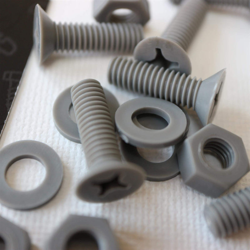 [Australia - AusPower] - 20 x Grey Countersunk Screws Polypropylene (PP) Plastic Nuts and Bolts, Washers, M6 x 20mm, Anti-Corrosion, Chemical Resistant, Gray, (15/64 x 25/32 in) 