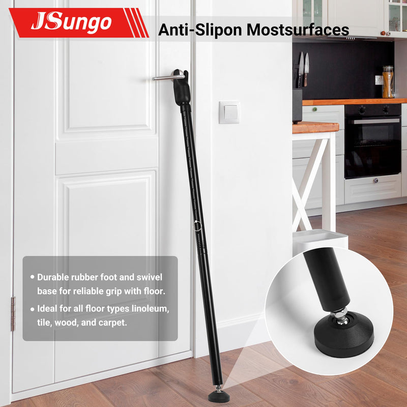 JSungo 2-in-1 Sliding Door Security Bar, Upgrade Doors Stoppers Security, Heavy-Duty Door Jammer Doors Stopper for Sliding Window, Adjustable Door Jammer for Home, Apartment, and Hotel, Black, 1 Pack